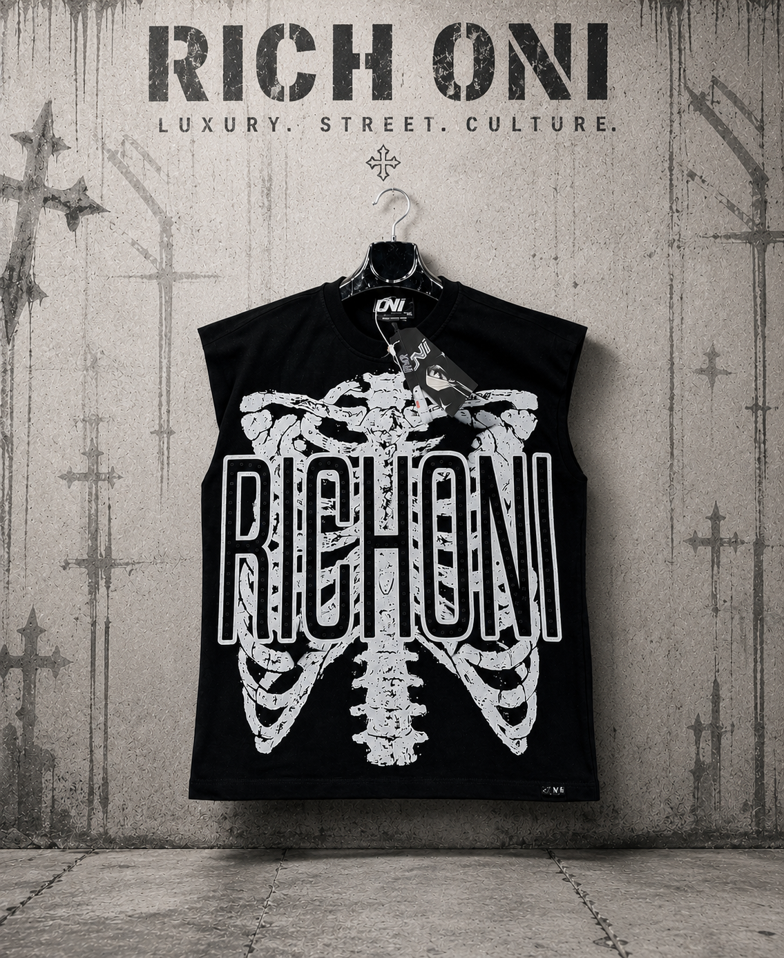 Rich Oni Skeleton Statement Tank Top